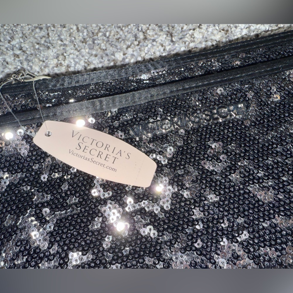 Victoria secret black sequin clutch pouch - Picture 7 of 7